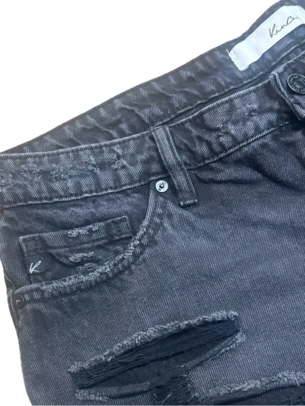 KanCan Women’s Black Denim Cutoff Shorts Size 29 High Rise Button Fly Festival